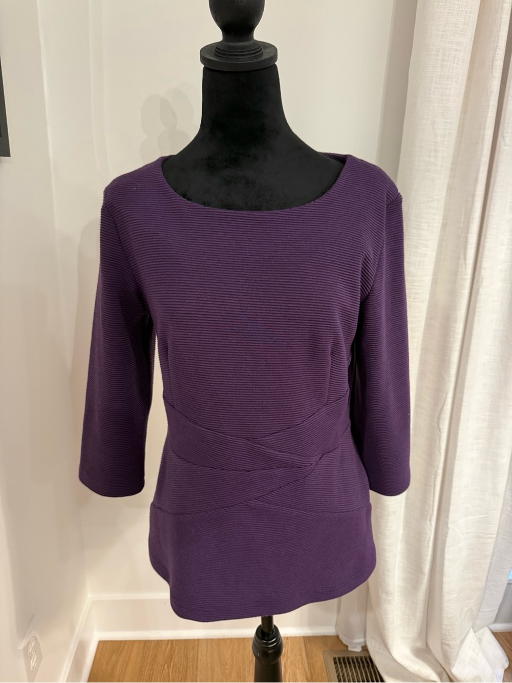AGB Dress Purple Ribbed Knit 3/4 Sleeve Top Size 12